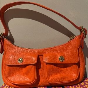 DKNY Vibrant LEATHER Orange Shoulder Bag
